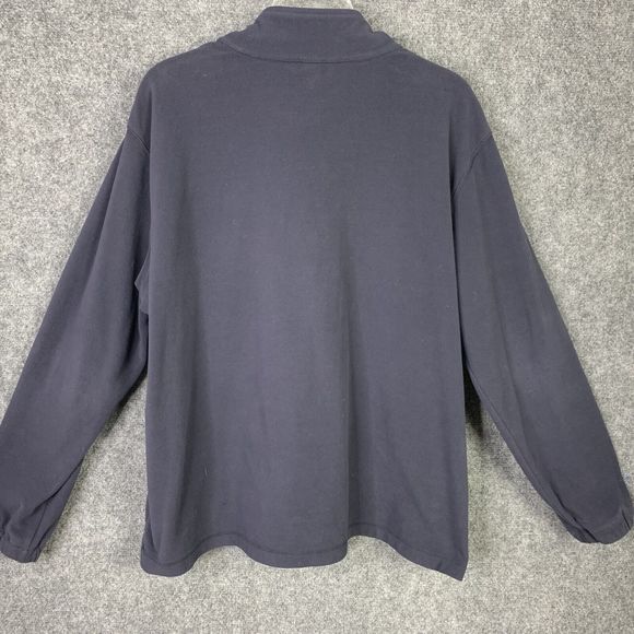 Lands End Micro Fleece 1/4 Zip Top Men XL Mock Neck Navy Blue Elastic Cuffs - Picture 8 of 11